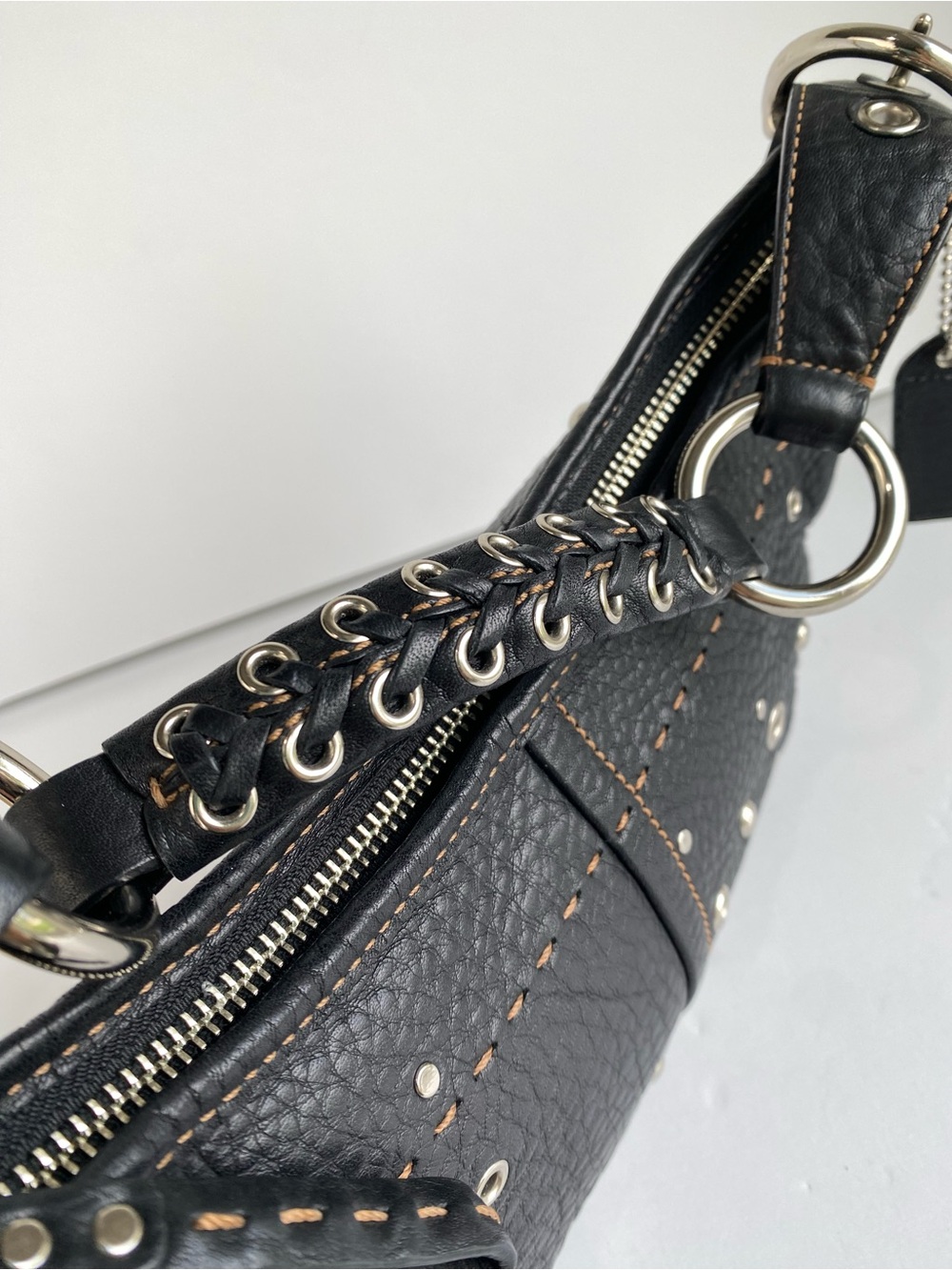 Coach Rare Studded Black Demi Soho Bag Shoulder Hobo Y2K - Picture 11 of 16